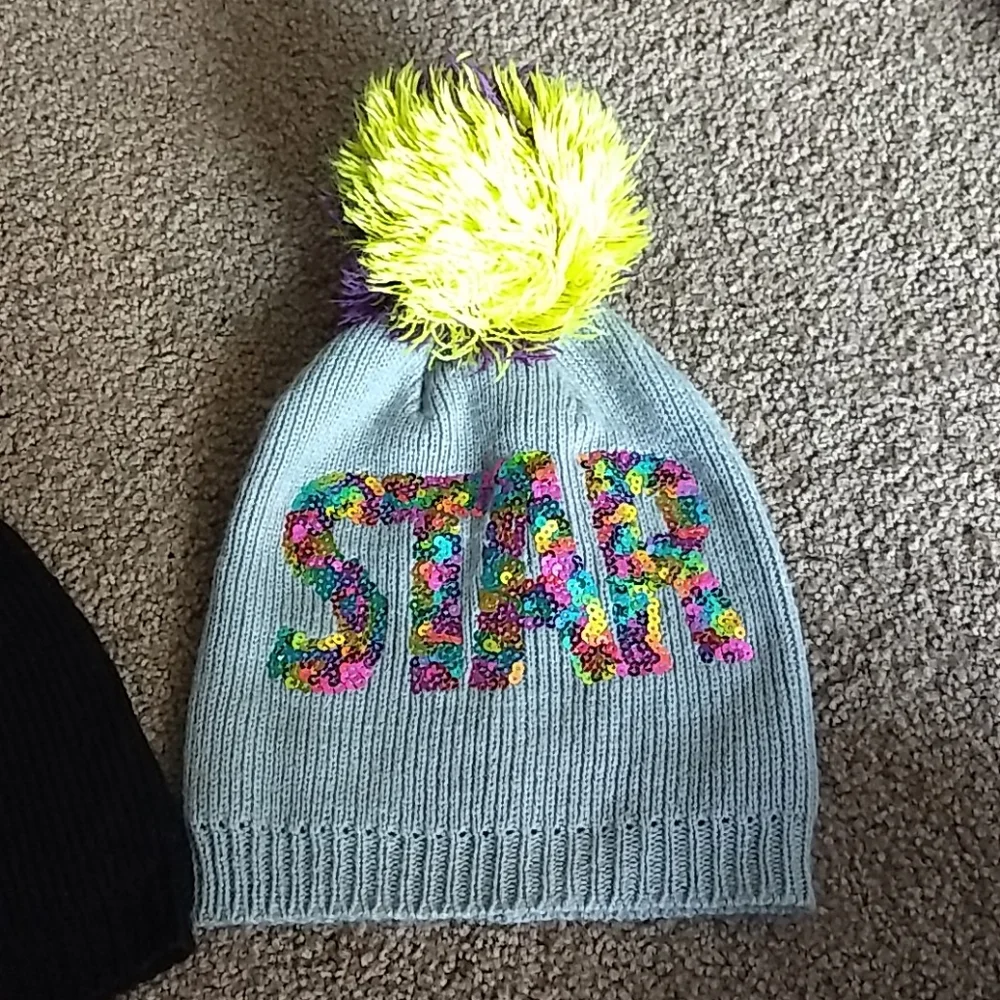 Love and Star‎ Sequin Hat Bundle Kids Hats with Pom Pom and Sequence
